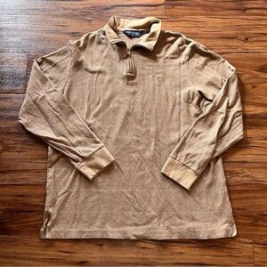 Polo Golf Ralph Lauren Quarter Zip Mens Large Tan Pima Cotton Alpaca Blend